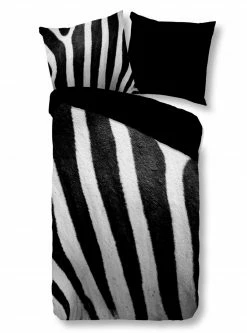 Microfaser-Bettwäsche - schwarz - Zebra - 135x200 cm