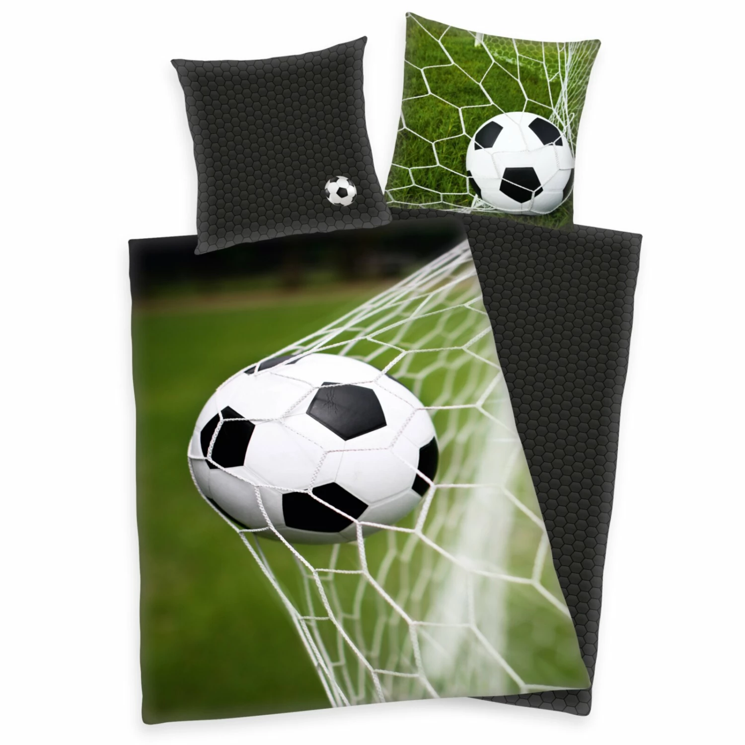 Renforcé-Bettwäsche - Fußball - grün - schwarz-weiß - 135x200 cm 3 Renforcé-Bettwäsche - Fußball - grün - schwarz-weiß - 135x200 cm