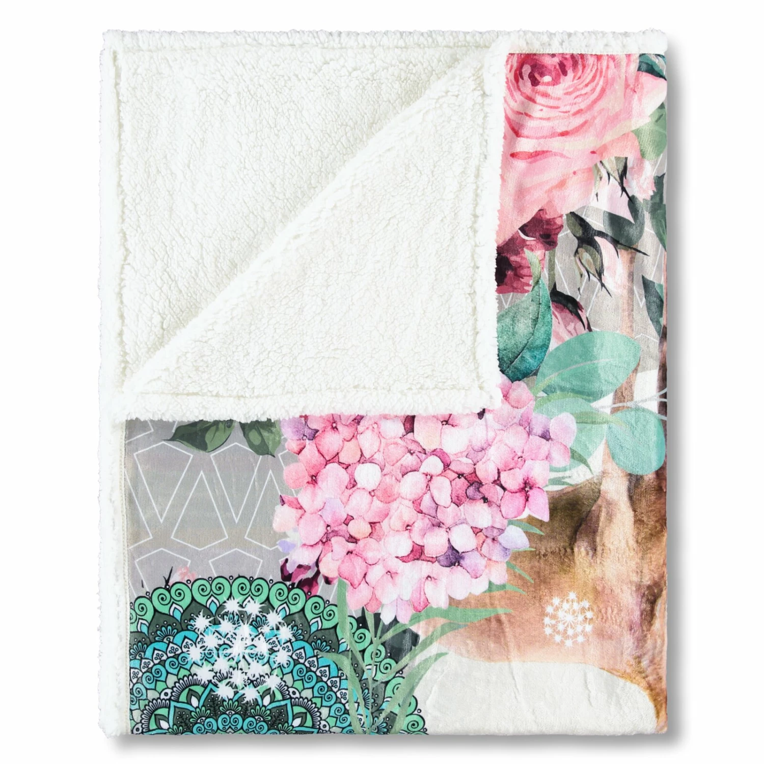 Wendedecke - beige-rosa-grün - 130x160cm 4 Wendedecke - beige-rosa-grün - 130x160cm – Bild 2