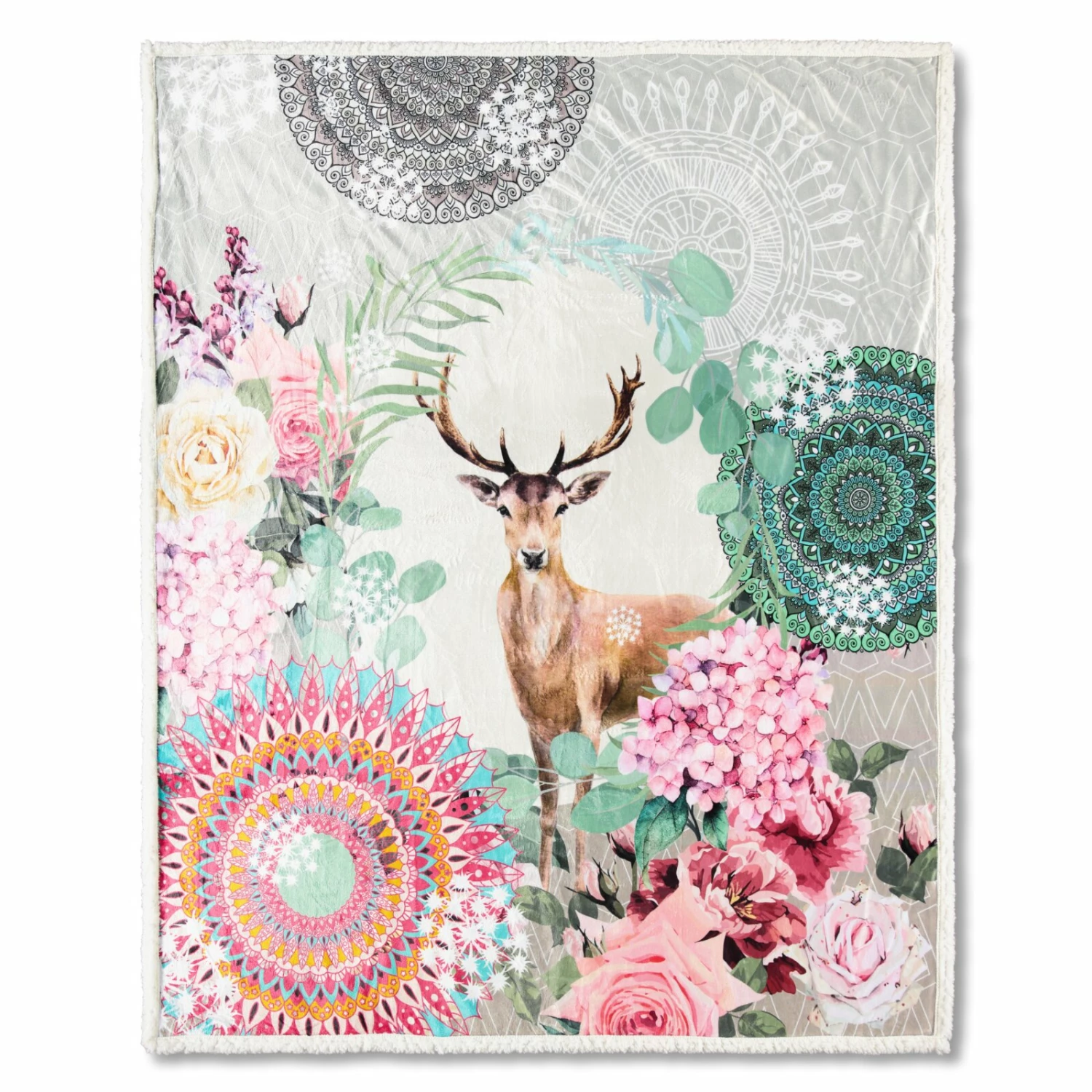 Wendedecke - beige-rosa-grün - 130x160cm 5 Wendedecke - beige-rosa-grün - 130x160cm – Bild 3