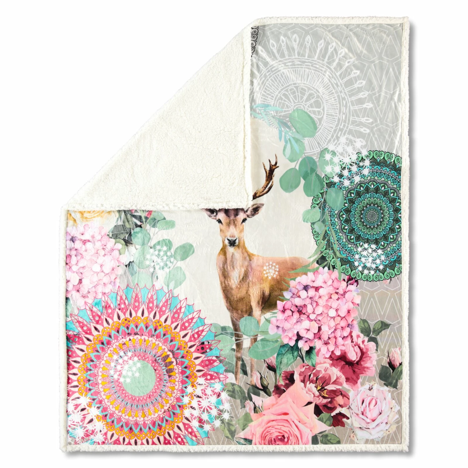 Wendedecke - beige-rosa-grün - 130x160cm 3 Wendedecke - beige-rosa-grün - 130x160cm