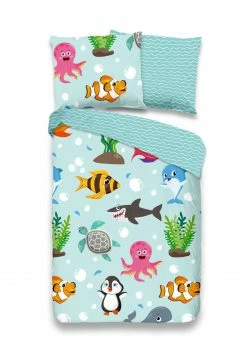 Renforce-Kinderbettwäsche - hellblau - 100x135 cm