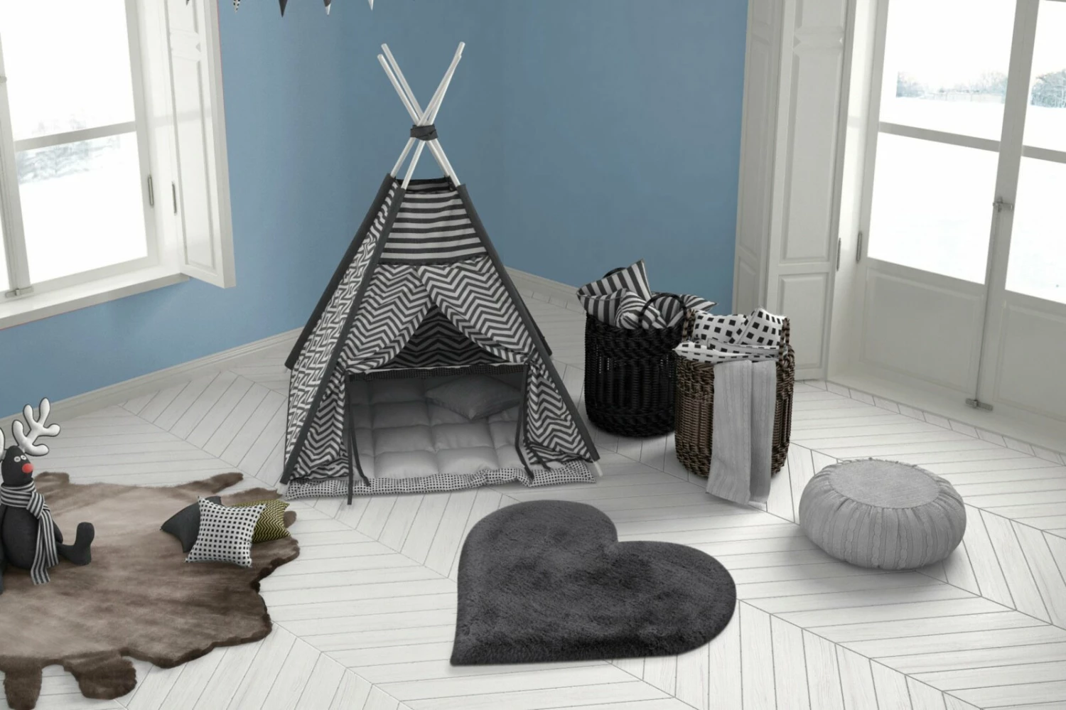 Kinderteppich - Herz - anthrazit - 60x70 cm 6 Kinderteppich - Herz - anthrazit - 60x70 cm – Bild 4