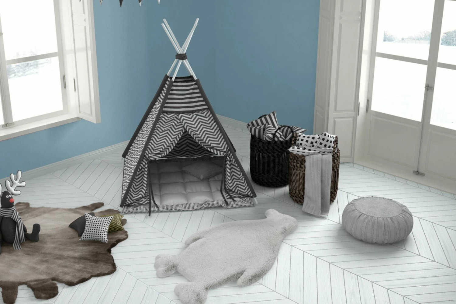 Kinderteppich - Pinguin - grau - 52x90 cm 6 Kinderteppich - Pinguin - grau - 52x90 cm – Bild 4