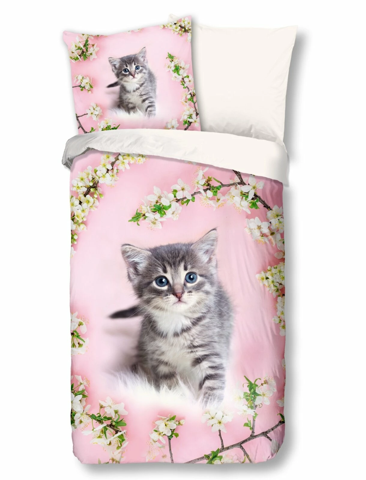 Renforce-Kinderbettwäsche PUSSYCAT - rosa - 135x200 cm 3 Renforce-Kinderbettwäsche PUSSYCAT - rosa - 135x200 cm