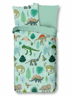 Renforce-Kinderbettwäsche DINONO - mint - 135x200 cm