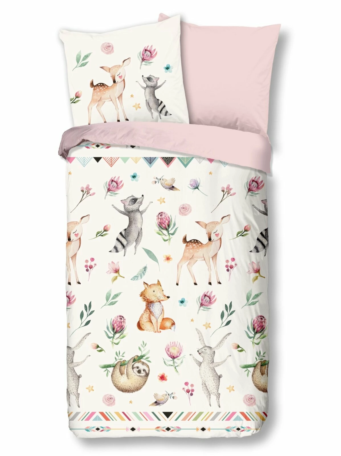 Renforce-Kinderbettwäsche DANCE - weiß-rosa - 135x200 cm 3 Renforce-Kinderbettwäsche DANCE - weiß-rosa - 135x200 cm