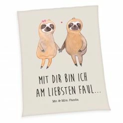 Wellsoft-Flauschdecke MR. & MRS. PANDA - beige - 150x200 cm