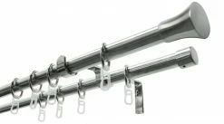 Gardinenstangen-Set KONUS - 2-läufig - edelstahl-optik - 120-210 cm