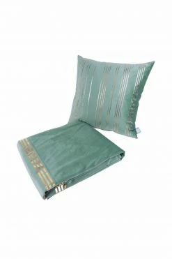 Decke & Kissen - mint-gold - 45x45 cm