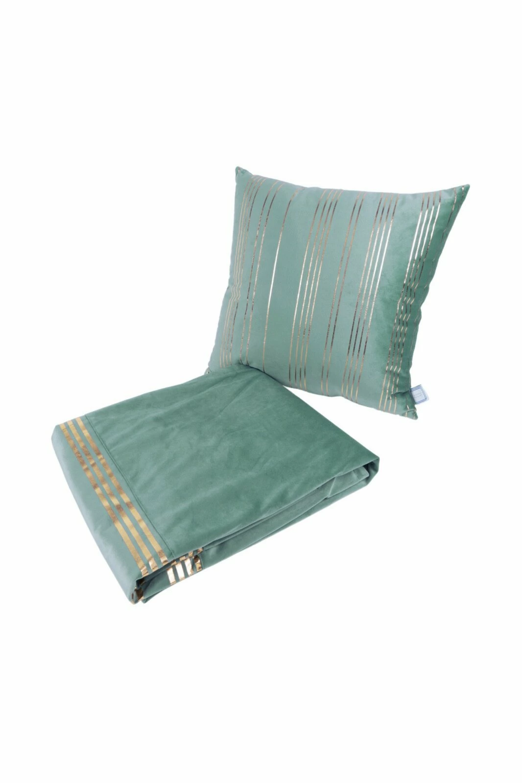 Decke & Kissen - mint-gold - 45x45 cm 3 Decke & Kissen - mint-gold - 45x45 cm