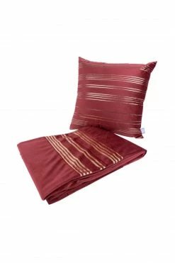 Decke & Kissen - rot-gold - 45x45 cm