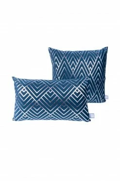 2er-Set Dekokissen - blau-silber - 30x50 cm - 45x45 cm