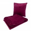 Decke & Kissen - Beere - samtige Optik mit Zierstreifen