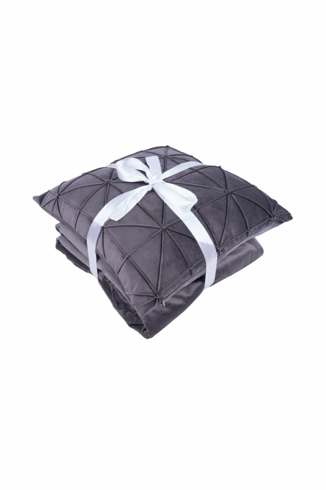 Decke & Kissen - graphit - samtige Optik mit Zierstreifen 6 Decke & Kissen - graphit - samtige Optik mit Zierstreifen – Bild 4
