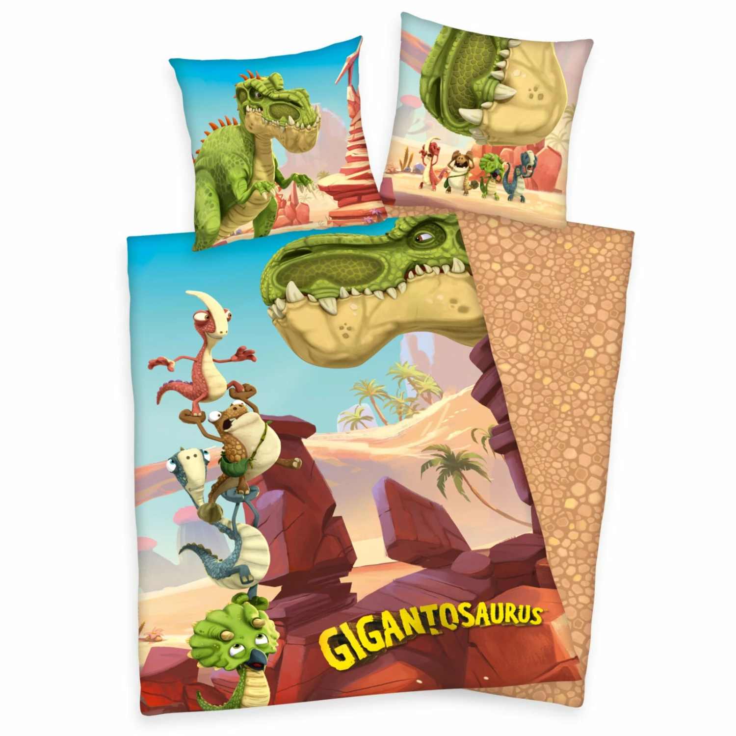 Flanell-Bettwäsche GIGANTOSAURUS - bunt - 135x200 cm 3 Flanell-Bettwäsche GIGANTOSAURUS - bunt - 135x200 cm