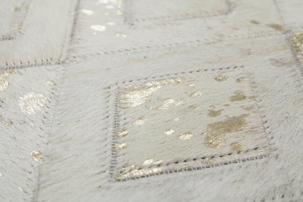 Lederteppich DAZZLE 100 - elfenbein-gold - 80x150 cm 5 Lederteppich DAZZLE 100 - elfenbein-gold - 80x150 cm – Bild 3