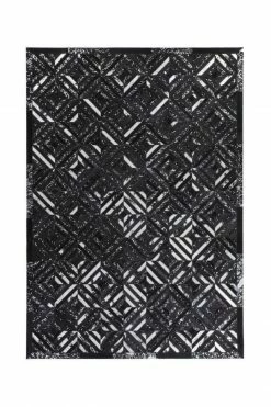 Lederteppich DAZZLE 400 - schwarz-silber 80x150 cm