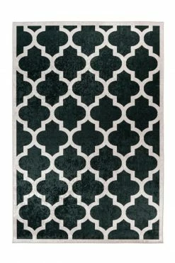 Teppich - schwarz-creme - 80x150 cm