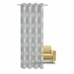 Ösenschal - grau-weiß - Blätter - 140x235 cm -Heimtextilien Verkäufe 9004738300 02 1600Wx1600H