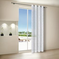 Ösenschal - weiß - Blattmuster - 140x245 cm -Heimtextilien Verkäufe 9004738500 02 1600Wx1600H