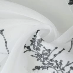 Ösenschal - weiß-anthrazit - Zweige -140x235 cm -Heimtextilien Verkäufe 9004740200 04 1600Wx1600H