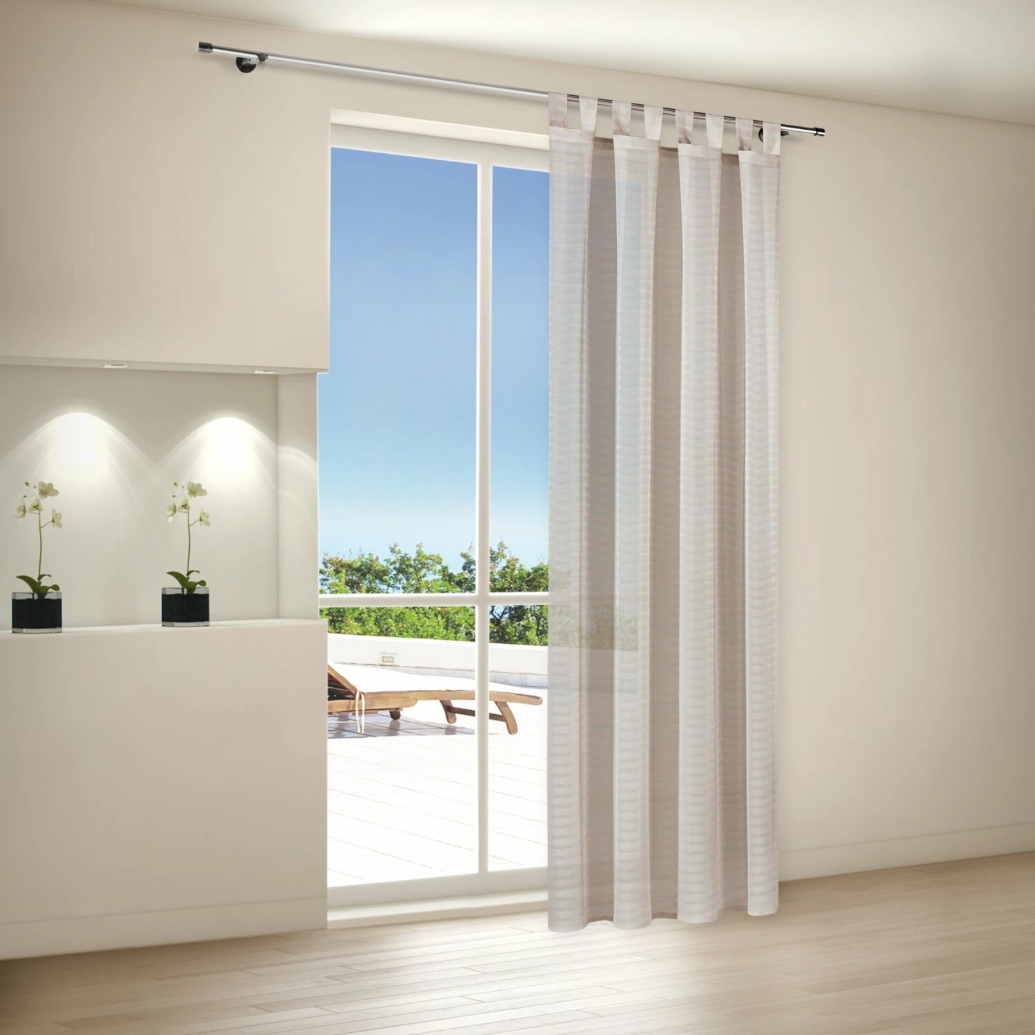 Schlaufenschal - beige - Streifen - 140x235 cm 4 Schlaufenschal - beige - Streifen - 140x235 cm – Bild 2