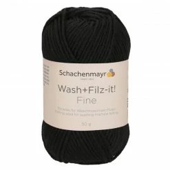 Handstrickgarn WASH + FILZ IT! FINE - black - 50g