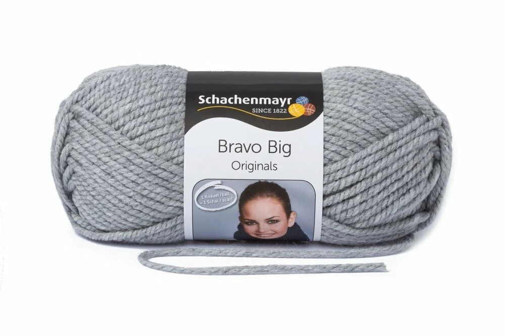 Handstrickgarn BRAVO BIG - hellgrau meliert - 200g 3 Handstrickgarn BRAVO BIG - hellgrau meliert - 200g