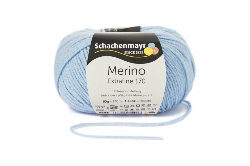 Handstrickgarn MERINO EXTRAFINE 170 - hellblau - 50g 3 Handstrickgarn MERINO EXTRAFINE 170 - hellblau - 50g