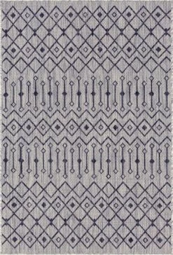 In-/Outdoorteppich CROSSES 2 - hellgrau - 160x99 cm