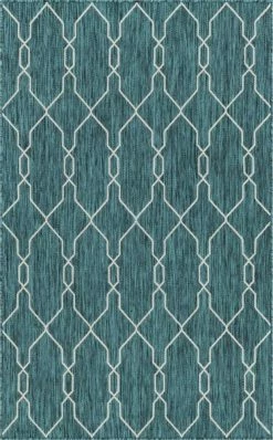 In-/Outdoorteppich CROSSES 3 - blaugrün - 244x152 cm