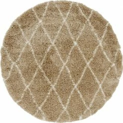 Teppich TEMARA SHAG 3 - rund - braungrau - Ø 152 cm