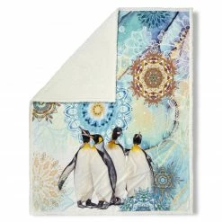 Wohndecke - weiß-bunt - Pinguine - 130x160 cm