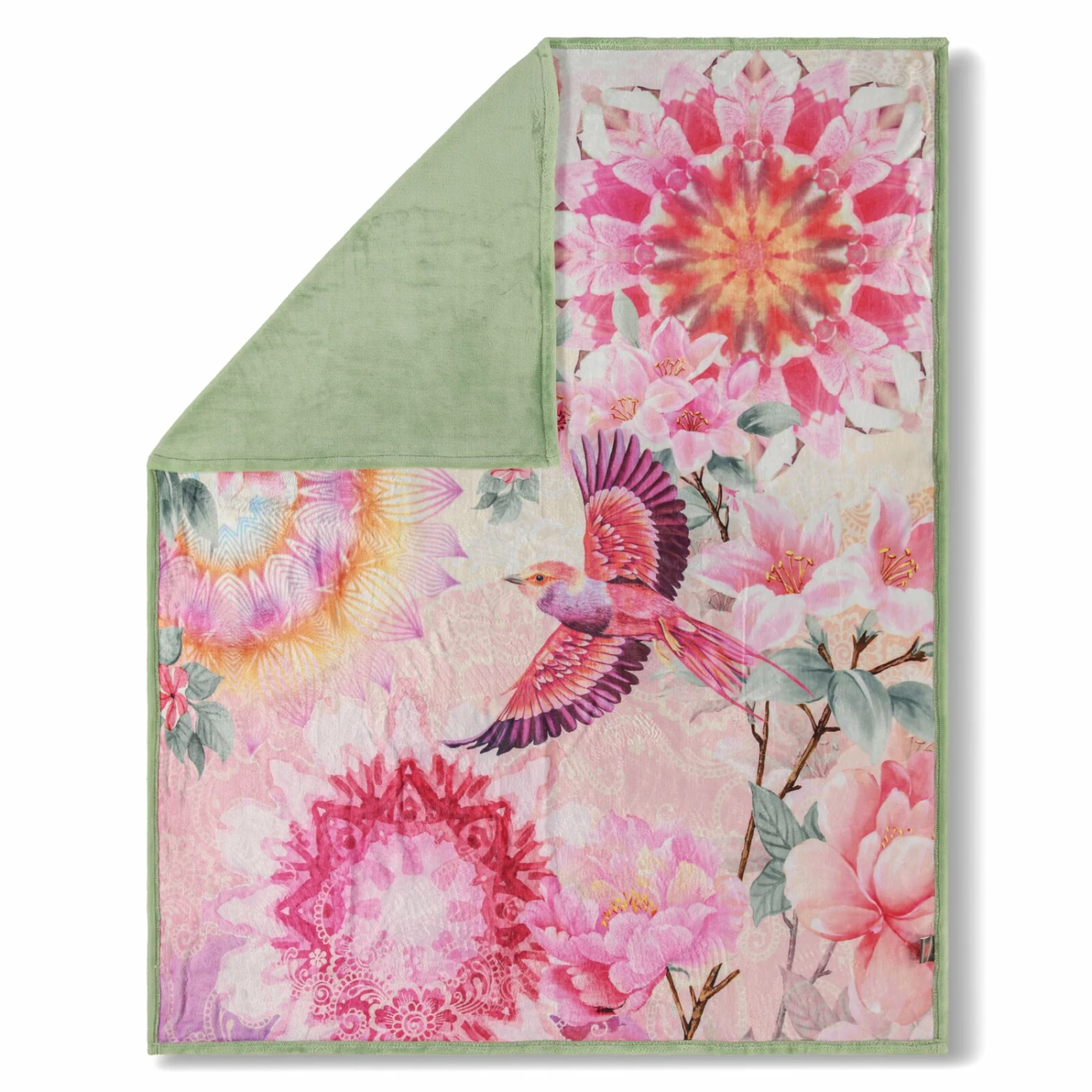 Wohndecke - grün-bunt - floral - 130x160 cm 3 Wohndecke - grün-bunt - floral - 130x160 cm