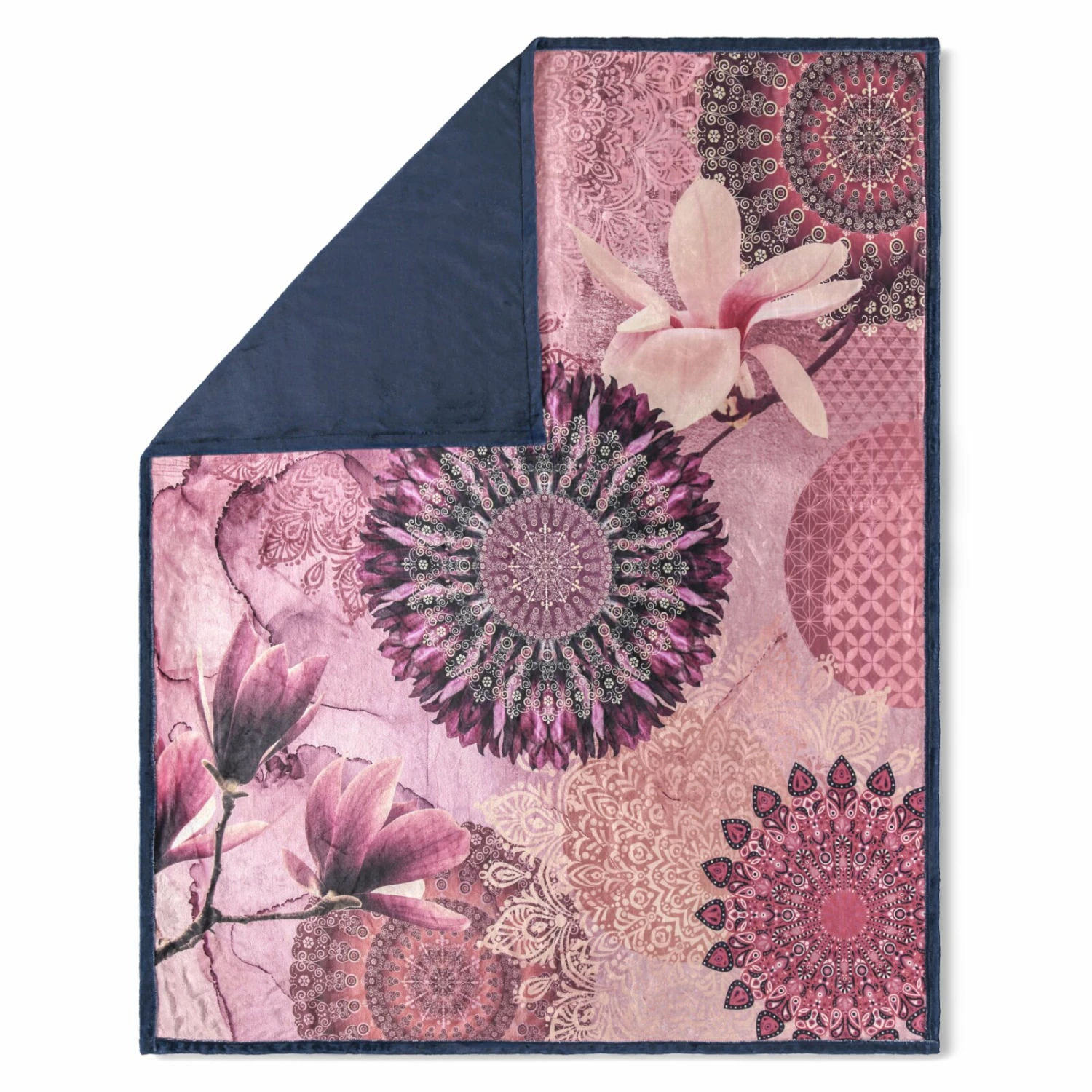 Wohndecke - blau-bunt - floral - 130x160 cm 3 Wohndecke - blau-bunt - floral - 130x160 cm