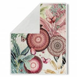 Wohndecke - weiß-bunt - floral - 130x160 cm