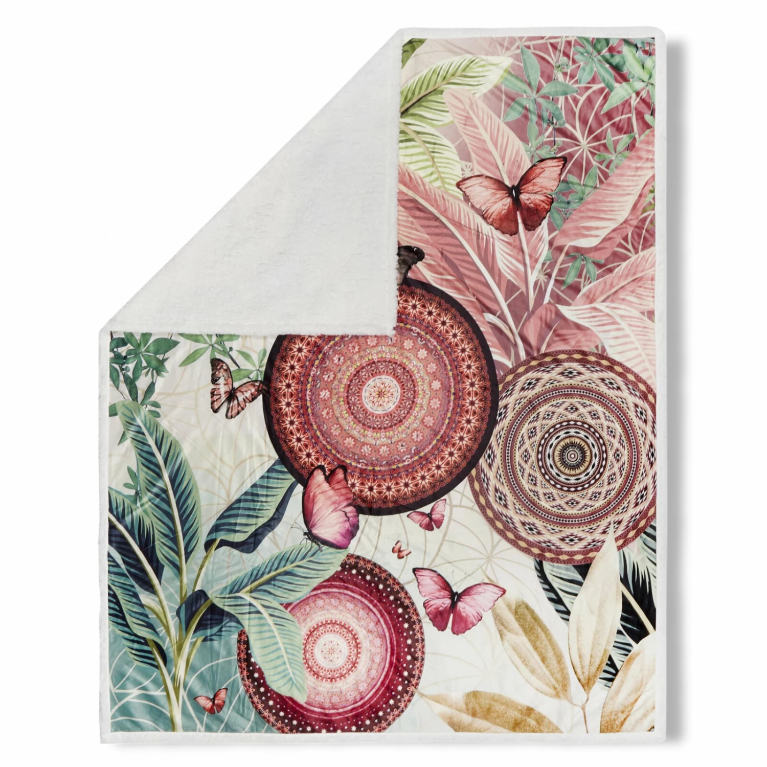 Wohndecke - weiß-bunt - floral - 130x160 cm 3 Wohndecke - weiß-bunt - floral - 130x160 cm