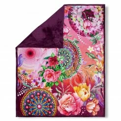 Wohndecke - lila-bunt - floral - 130x160 cm