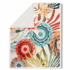 Wohndecke - weiß-bunt - floral - 130x160 cm