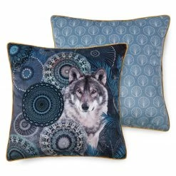 Sofakissen KISKA - Wolf - petrol - 48x48 cm