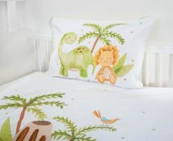 Kinderbettwäsche DINOS - weiß - grün - 100x135 cm -Heimtextilien Verkäufe 9005177200 03 1600Wx1600H